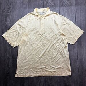 Sulka Mens XXL Yellow Cotton Short Sleeve Polo Shirt Made in Italy Luxury